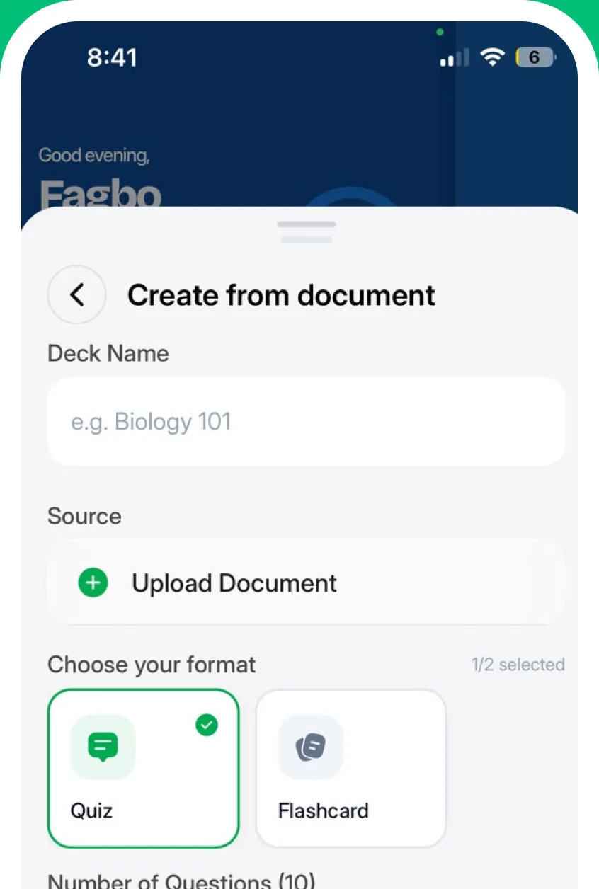Creating a quiz from an uploaded document in Passpadi